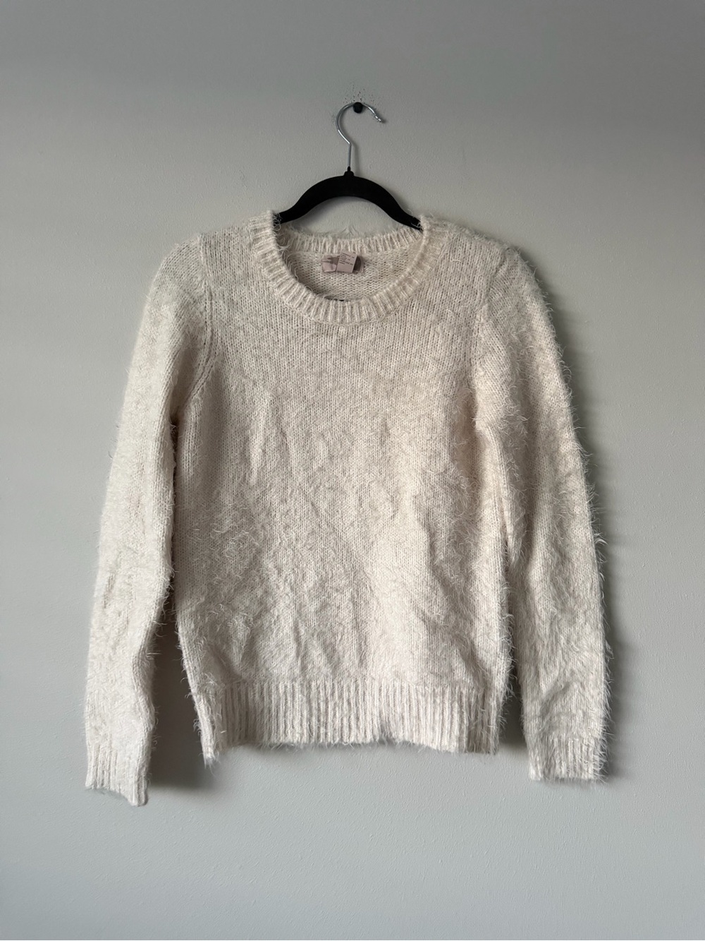 Ivory Fuzzy Crewneck Sweater